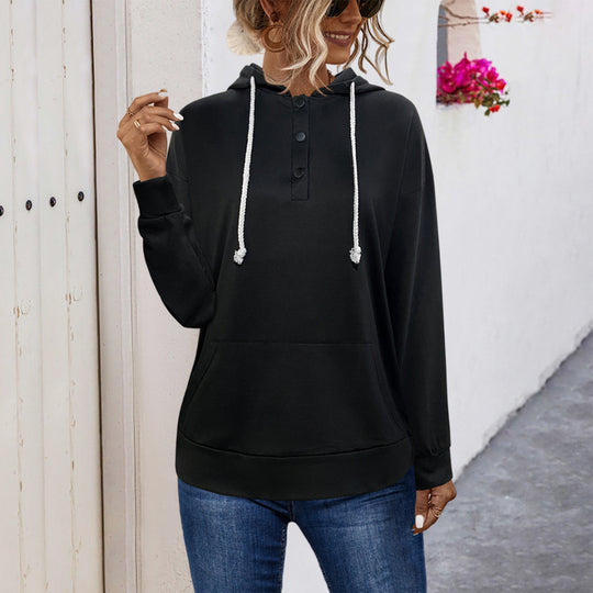 Damen Hoodie mit Knopfleiste und lässigem Schnitt EB