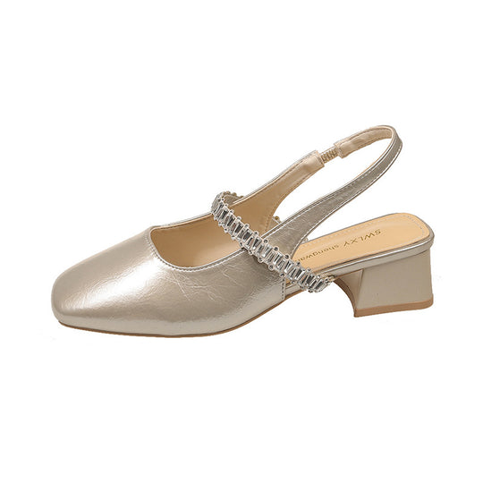 Damen elegante Slingback-Schuhe mit funkelnder Akzent-Riemchen EB