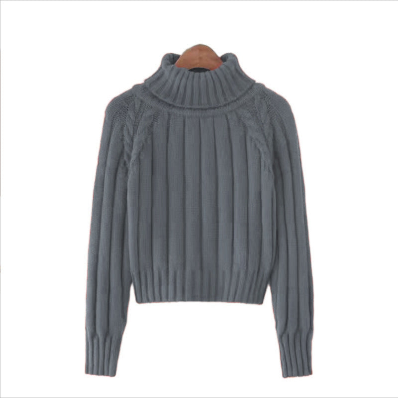 Damen Strickpullover mit hohem Kragen und Rippstruktur EB