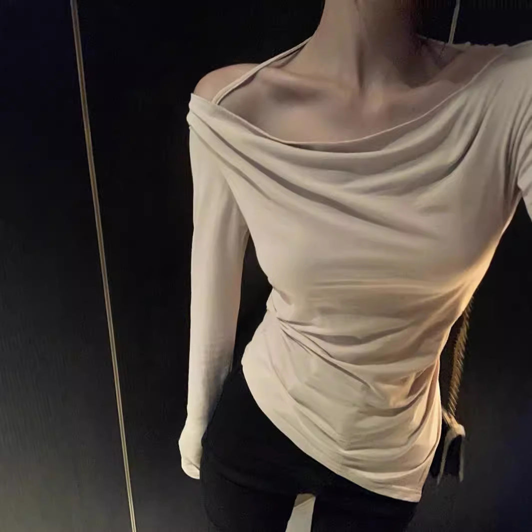 Damen schulterfreies Cowl-Longsleeve mit feinen Spaghettiträgern und sculptender Taillenpassform Eichborn Berlin