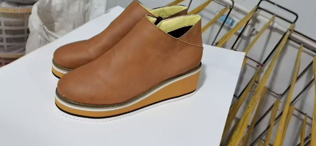 Damen nan orthopädische Keilabsatz Slipper aus Leder EB