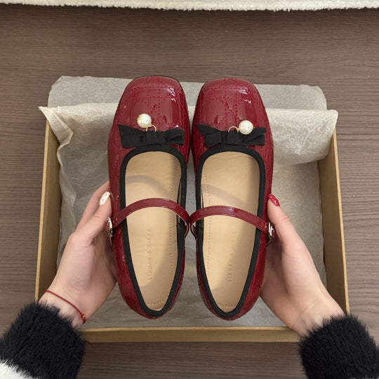 Damen Ballerinas mit eleganter Schnallenverzierung und hochwertiger Ledernarbung EB