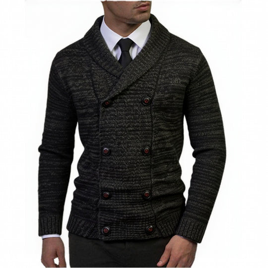 Herren modischer Strickpullover mit doppeltem Knopfverschluss und strukturiertem Design EB