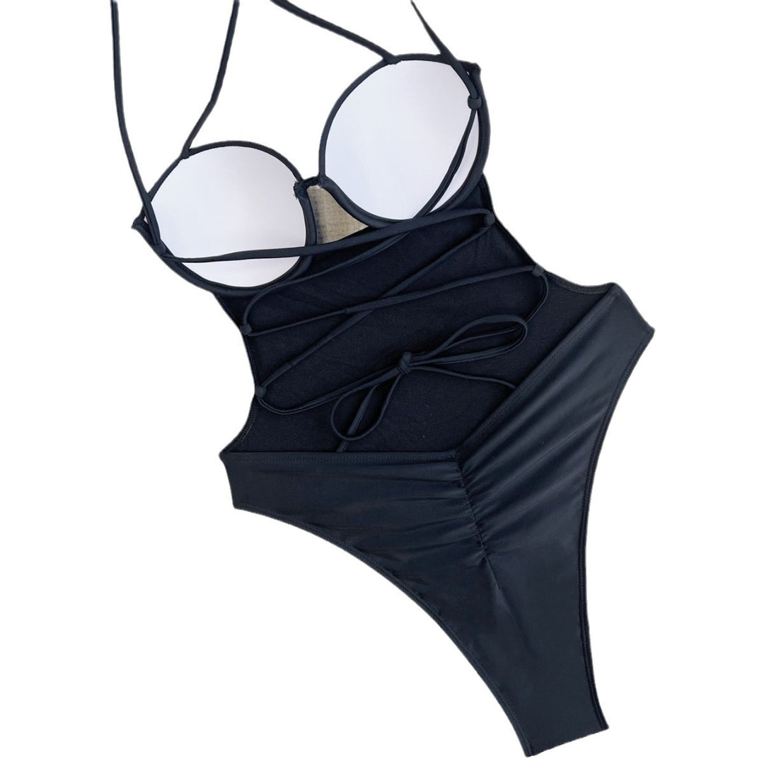 Damen Eleganter Einteiler Badeanzug mit verstellbaren Trägern EB