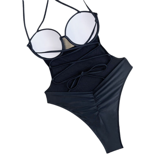 Damen Eleganter Einteiler Badeanzug mit verstellbaren Trägern EB