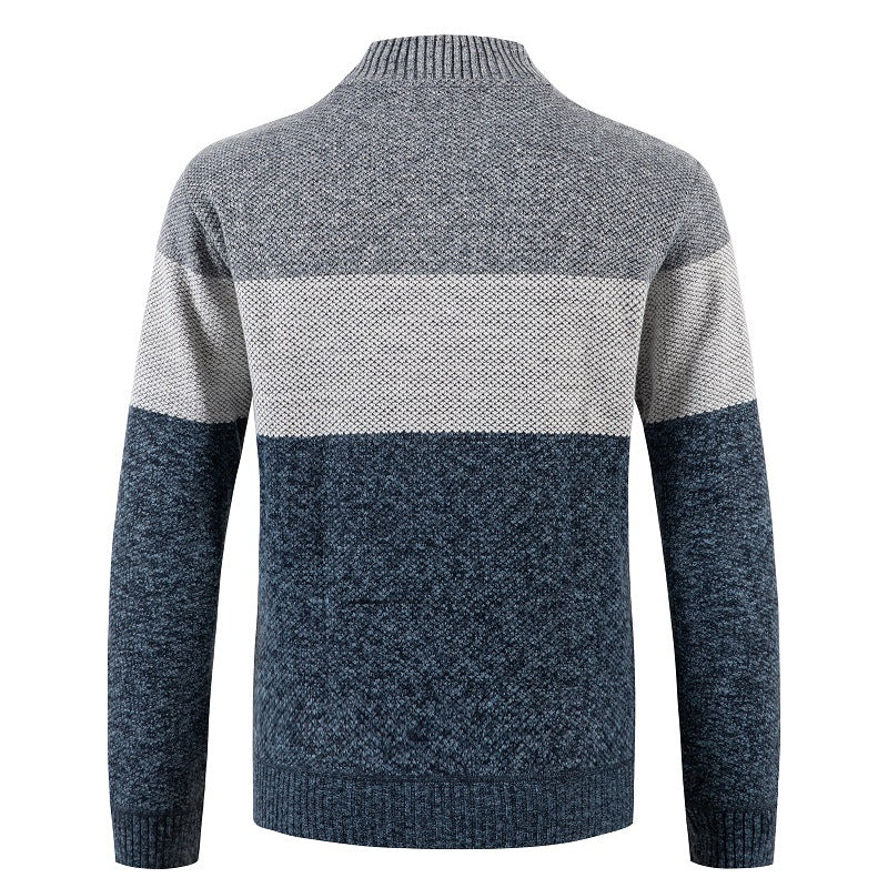 Herren Strickjacke mit modernem Reißverschluss und strukturiertem Muster EB