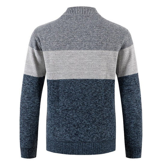 Herren Strickjacke mit modernem Reißverschluss und strukturiertem Muster EB