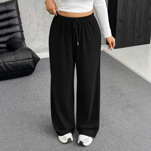 Damen nan weite Relaxhose mit hohem Bund elastischem Kordelzug und weitem Bein EB