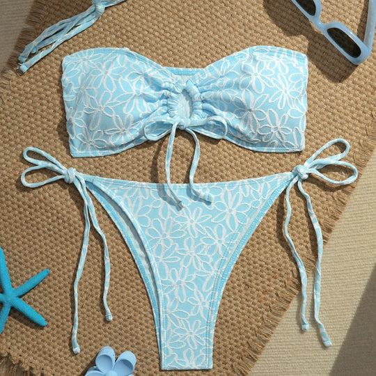 Damen Bandeau-Bikini-Set mit verspielten Rüschendetails EB