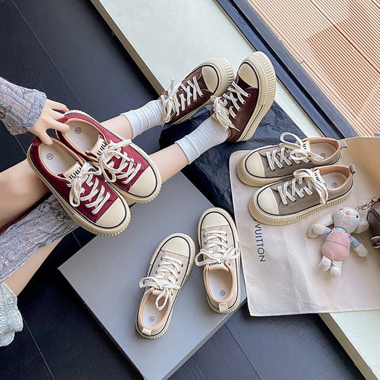 Damen modische Sneakers mit robustem Plateau und klassischem Design EB