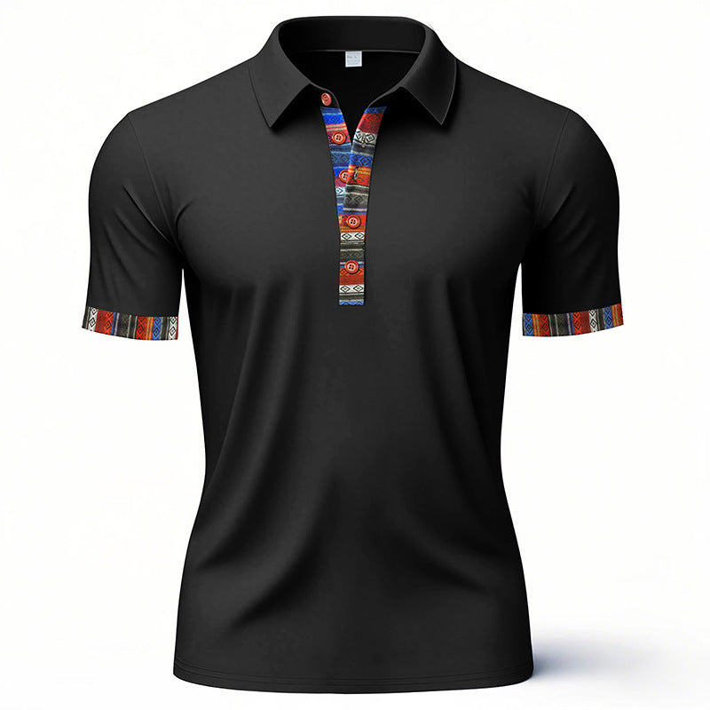 Herren Polo-Shirt mit buntem Kragen und strukturierter Optik EB