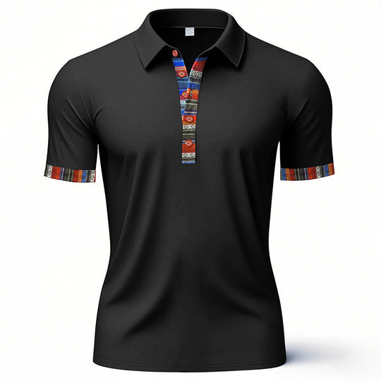 Herren Polo-Shirt mit buntem Kragen und strukturierter Optik EB