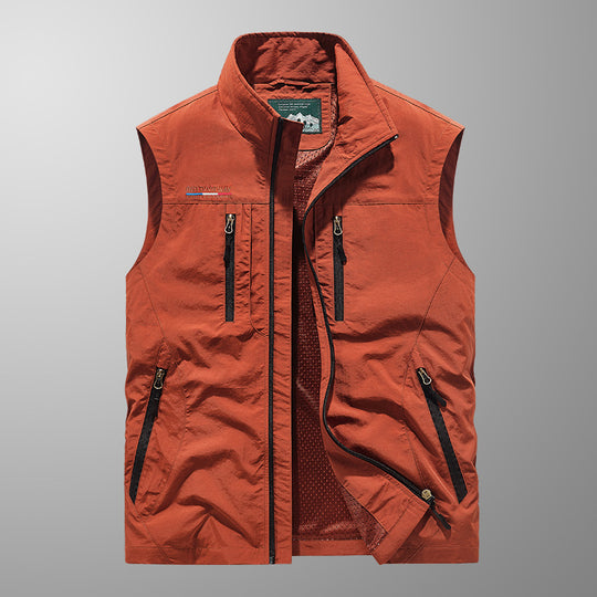 Herren Multifunktionale Outdoor-Utility‑Weste mit Mesh‑Innenfutter und zahlreichen Taschen EB