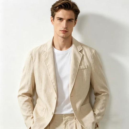 Herren nan leichter Leinenblazer mit modernem Slim-Fit Schnitt EB