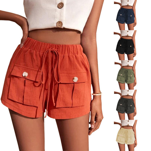 Damen lässige Shorts mit praktischen Taschen und komfortablem Kordelzug EB