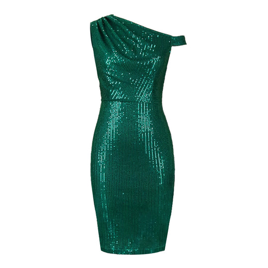 Damen Figurbetontes Cocktailkleid mit asymmetrischem Ausschnitt EB