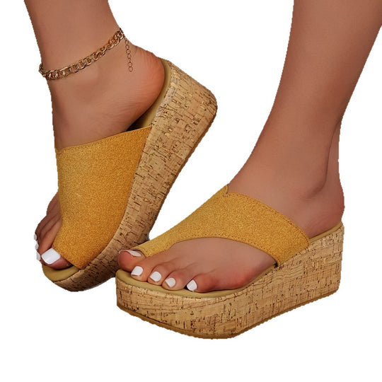 Damen Wedge-Pantoletten mit offenem Zehenbereich und rutschfester Korksohle EB