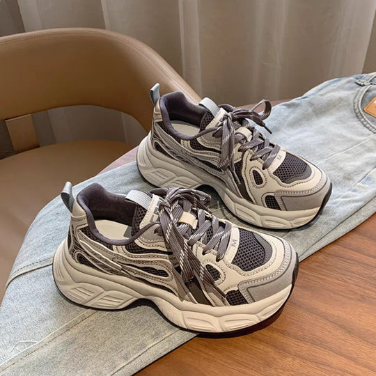 Damen Sportliche Chunky Sneakers mit atmungsaktiver Netzoberfläche EB