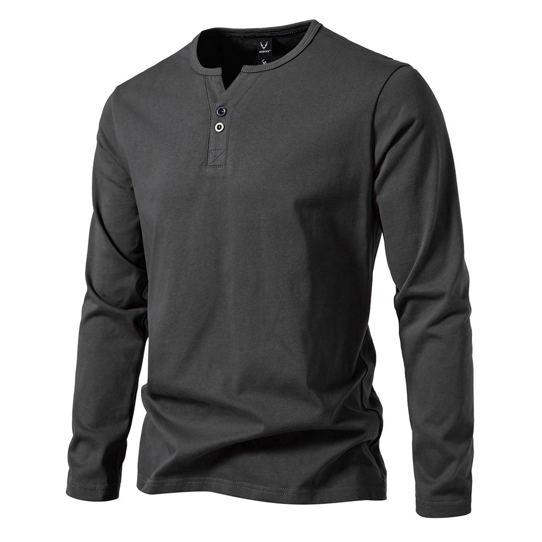 Herren nan langärmeliges Henleyshirt mit Knopfleiste, Rundhalsausschnitt und schlanker Passform EB
