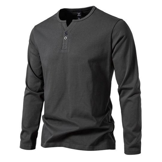 Herren nan langärmeliges Henleyshirt mit Knopfleiste, Rundhalsausschnitt und schlanker Passform EB