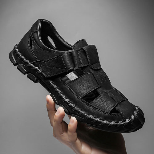 Herren Komfortable Leder-Sandalen mit atmungsaktivem Design und verstellbarem Riemensystem EB