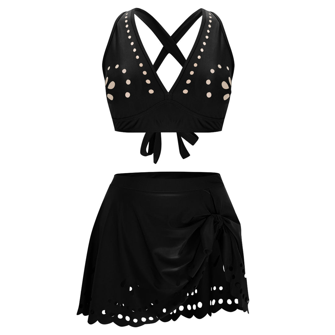 Damen Bade-Set mit Skirt und Kreuz-Trägern EB