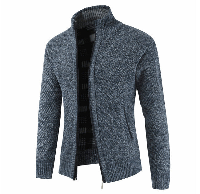 Herren Strickjacke mit hohem Kragen und seitlichen Taschen EB
