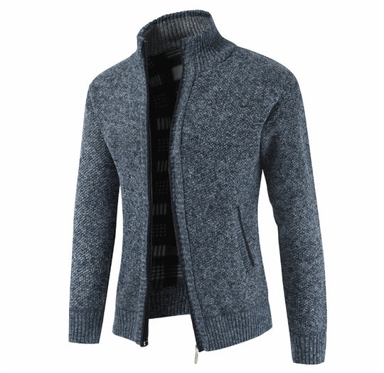 Herren Strickjacke mit hohem Kragen und seitlichen Taschen EB