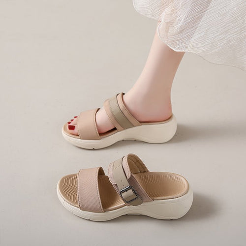 Damen bequeme Sandalen mit breitem Riemen und ergonomischer Sohle EB