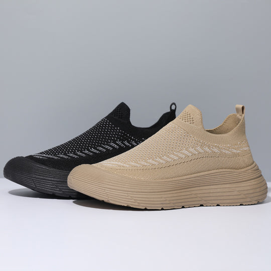 Damen Trendige Slip-On Sneakers mit atmungsaktiver Strickoberfläche und rutschfester Sohle EB
