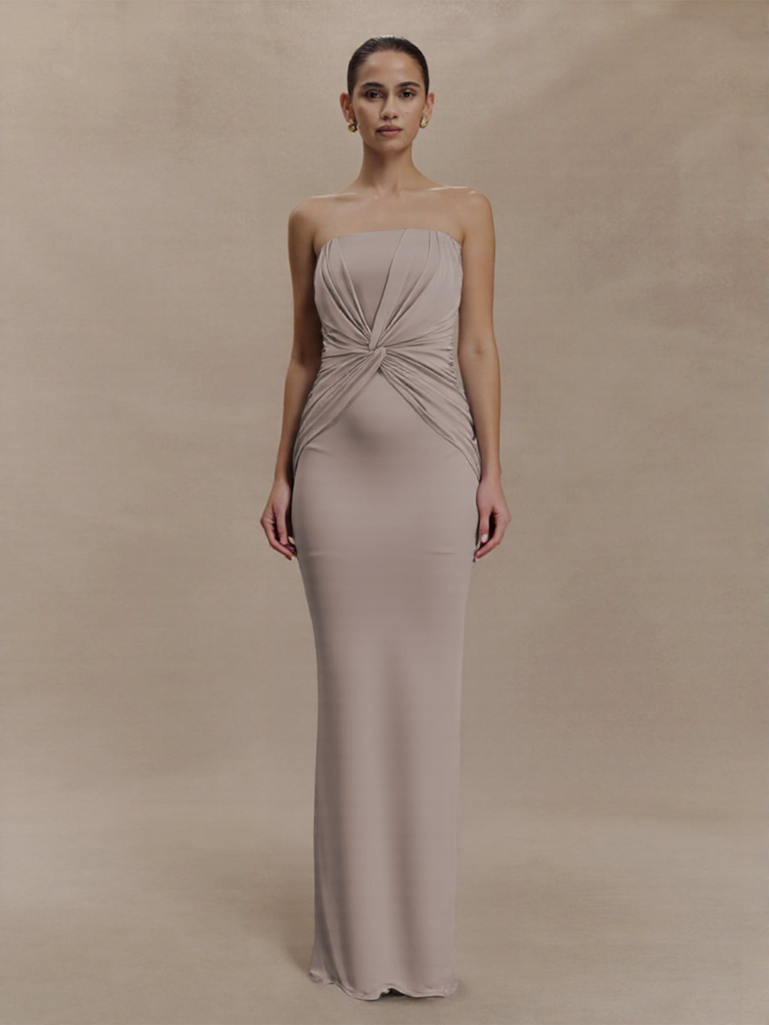 Damen Elegantes Minimalistisches Abendkleid mit Raffungen EB