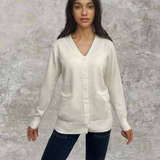 Damen weiche Strickjacke mit Taschen EB