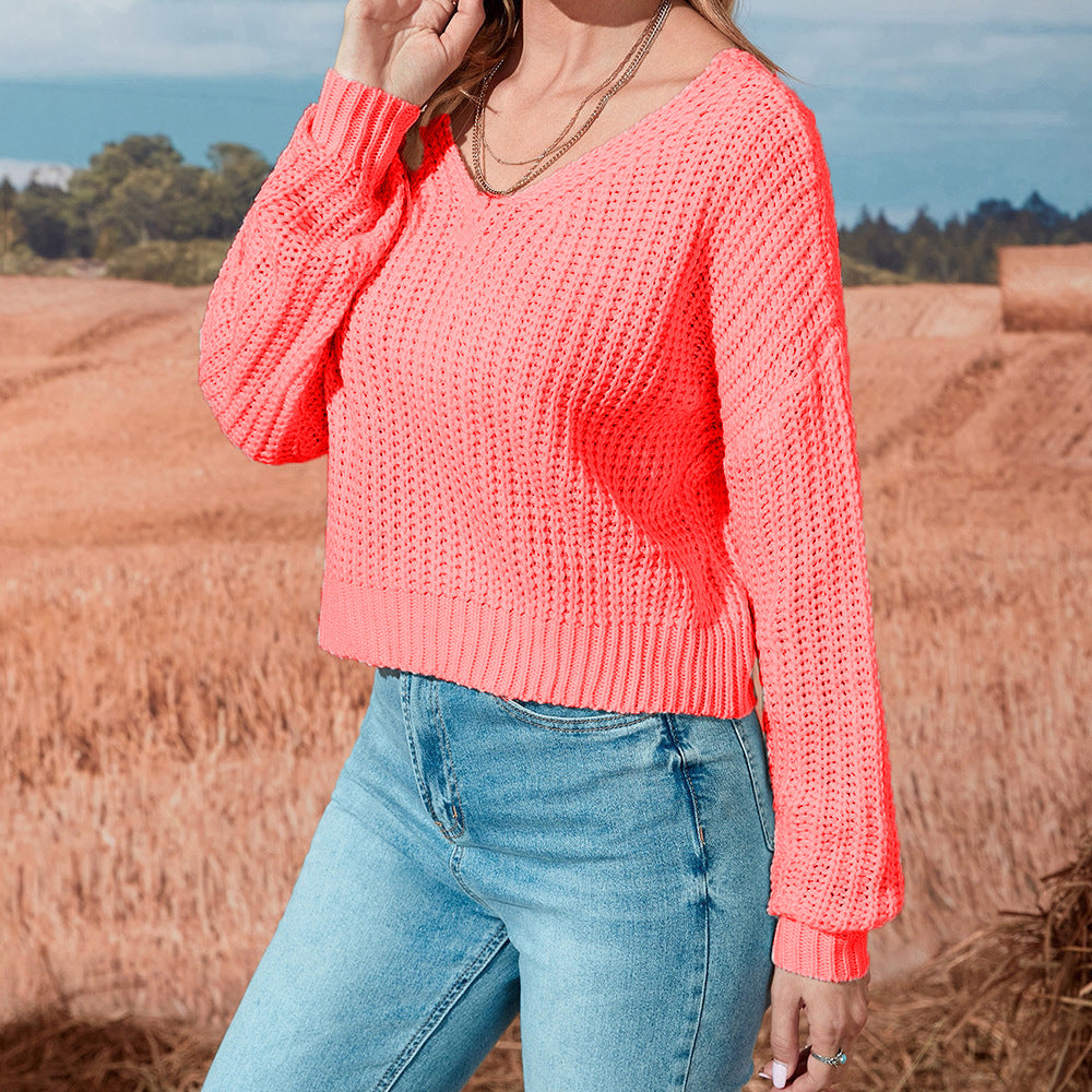 Damen lässiger offener Strickpullover EB