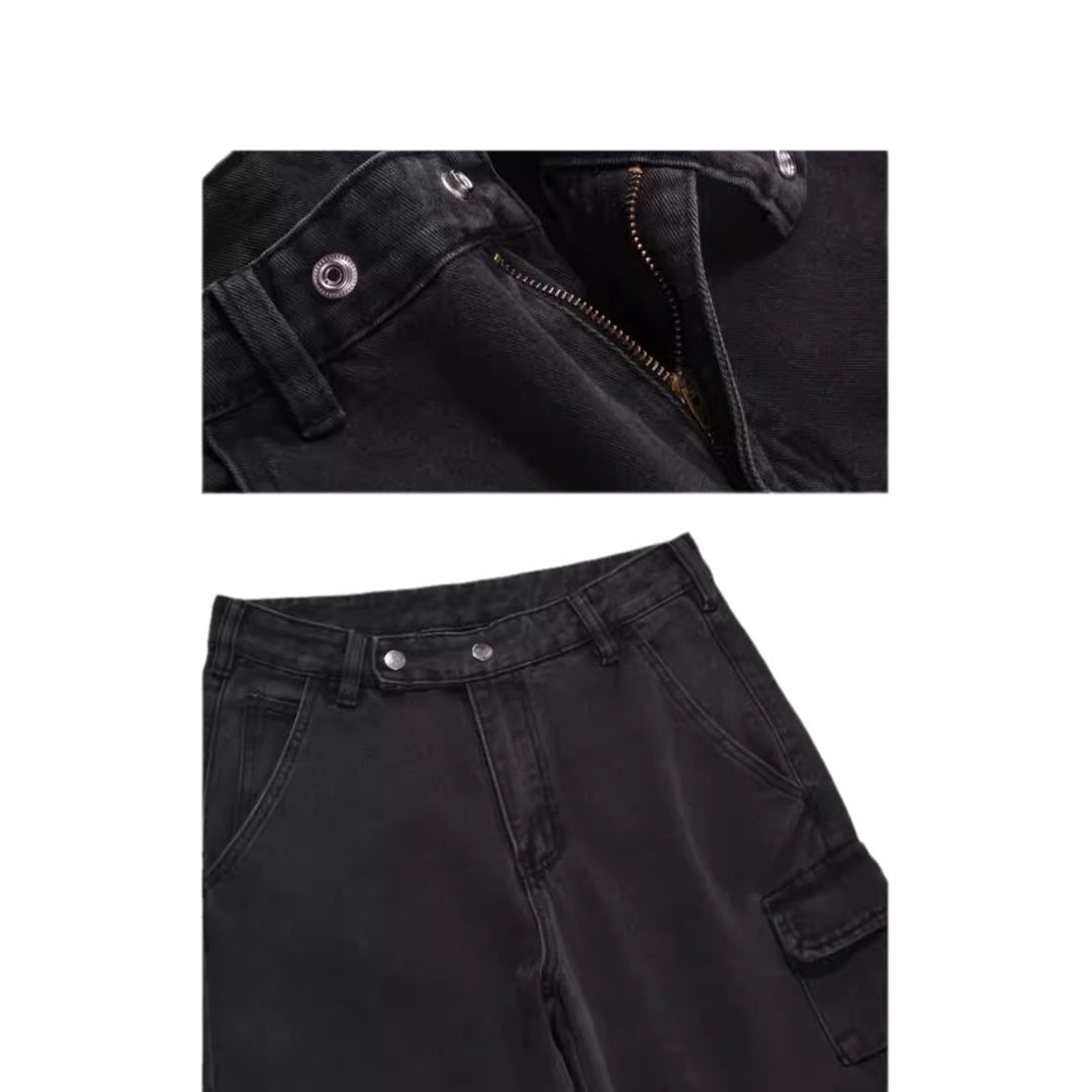 Damen Weite Cargo-Hose mit tiefem Schritt und praktischen Seitentaschen EB