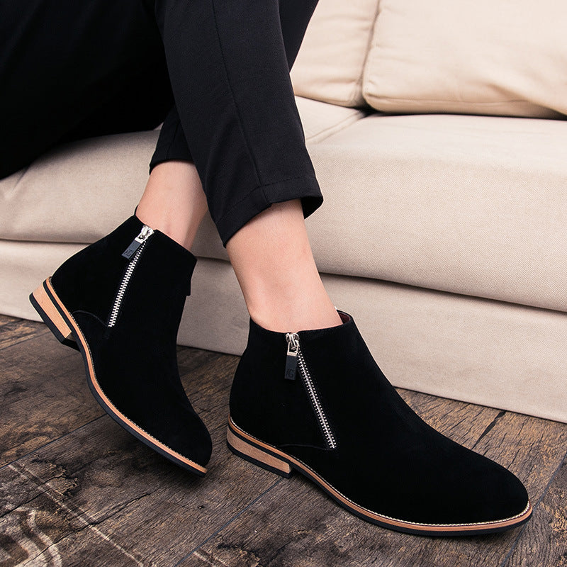 Damen Modische Ankle Boots aus Wildleder mit Reißverschluss EB