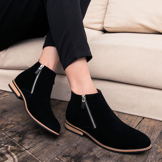 Damen Modische Ankle Boots aus Wildleder mit Reißverschluss EB