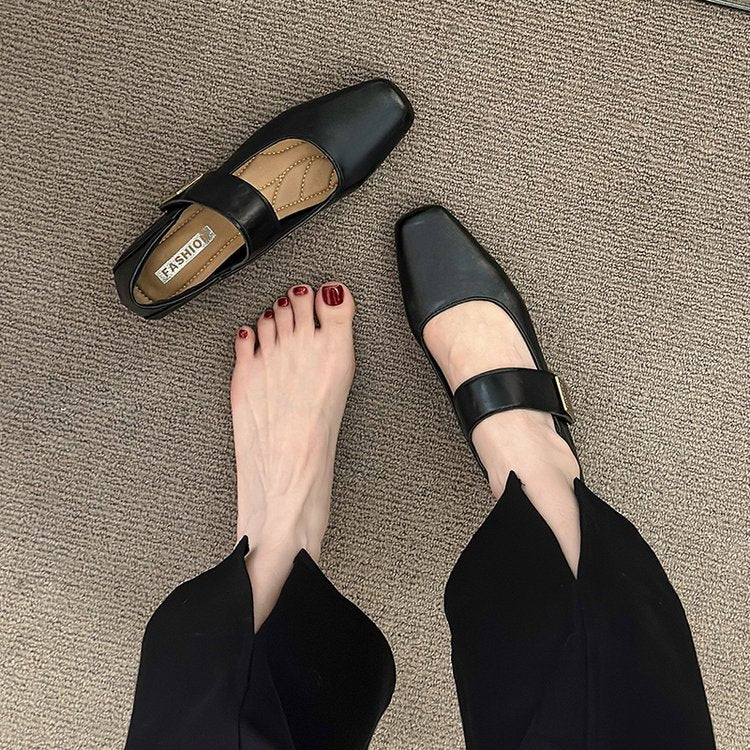 Damen elegante Mary Jane Ballerinas mit modischer Schnalle und komfortablem Fußbett EB