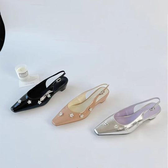 Damen Slingback-Pumps mit floralen Strassverzierungen und elegantem Schnitt EB
