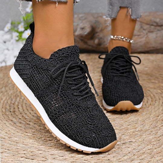 Damen Atmungsaktive Freizeitsneaker mit floralem Netzdesign EB