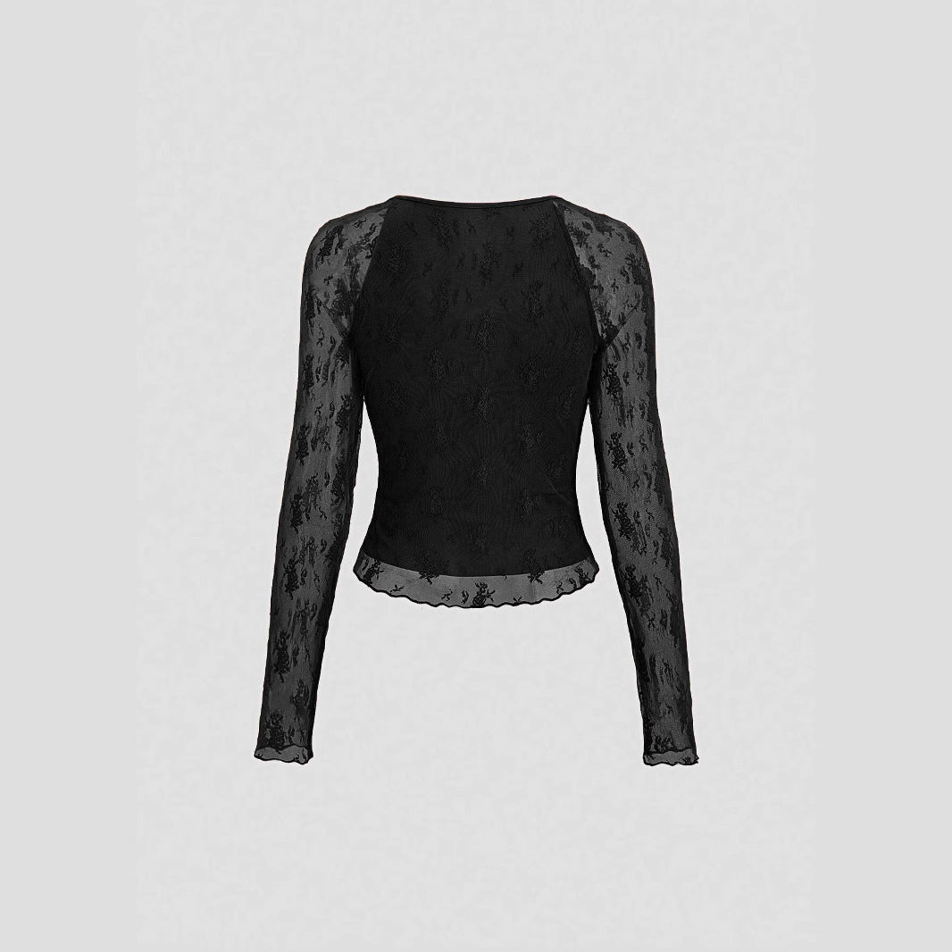 Damen Blumengemusterte Spitzenbluse EB