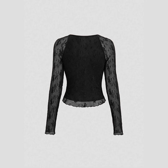 Damen Blumengemusterte Spitzenbluse EB