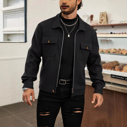 Herren nan CPO-inspiriertes Overshirt-Jacke mit aufgesetzten Brusttaschen und Reißverschluss EB