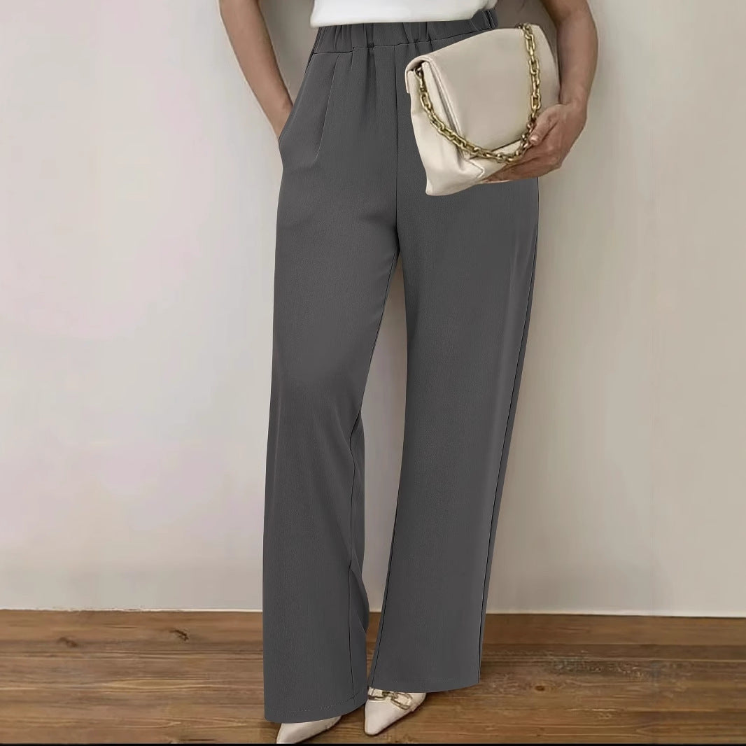 Damen Weite Hochtaillierte Stoffhose mit elegantem Gummibund EB