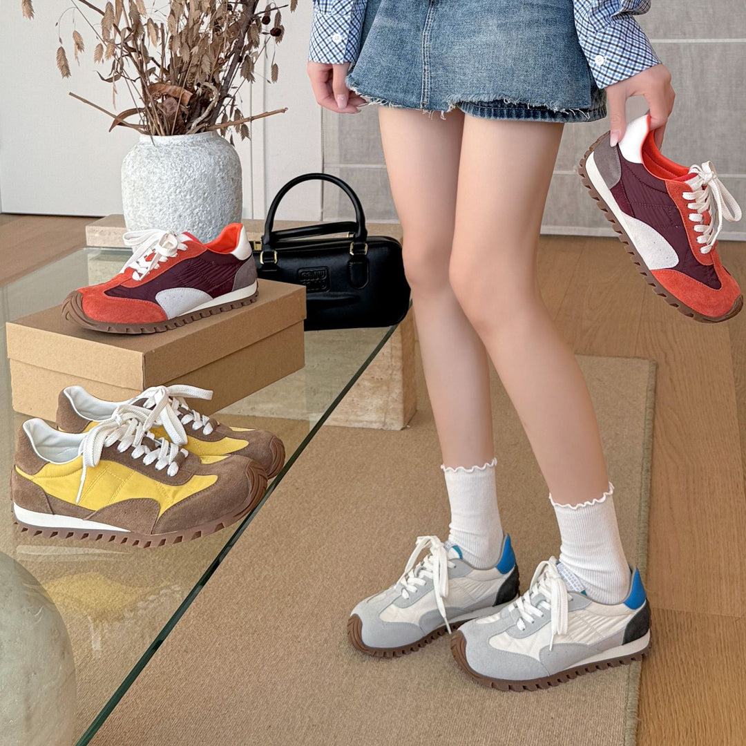 Damen Sportliche Retro-Laufschuhe mit atmungsaktiver Oberflächenstruktur und rutschfester Sohle EB