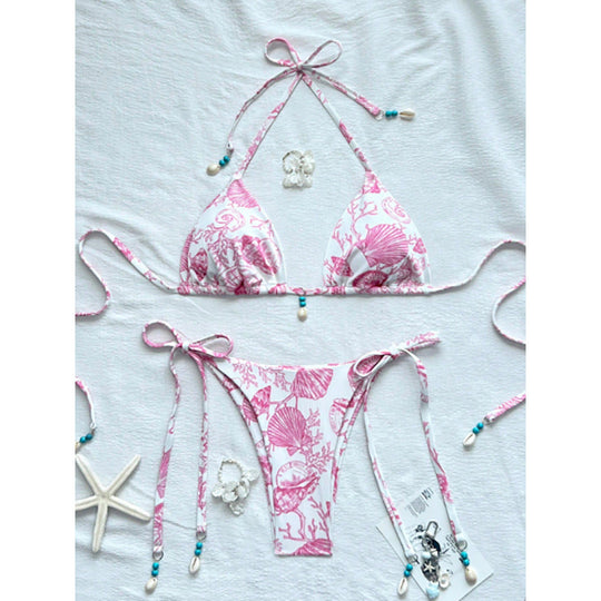 Damen Triangel-Bikini-Set mit verspielten Muschel-Details EB