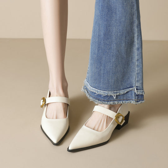 Damen elegante Mary-Jane Schuhe mit modischem Schnallenverschluss EB
