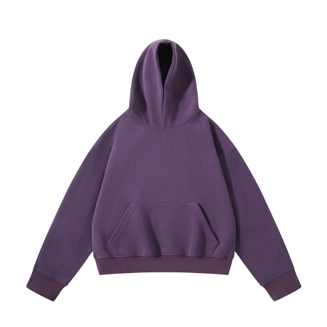 Unisex schwerer Oversize-Kapuzenpullover mit doppellagiger Kapuze Kängurutasche und breitem Rippbund EB
