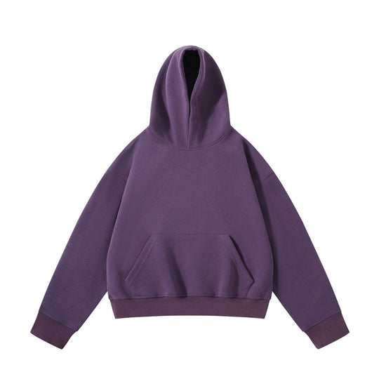 Unisex schwerer Oversize-Kapuzenpullover mit doppellagiger Kapuze Kängurutasche und breitem Rippbund EB