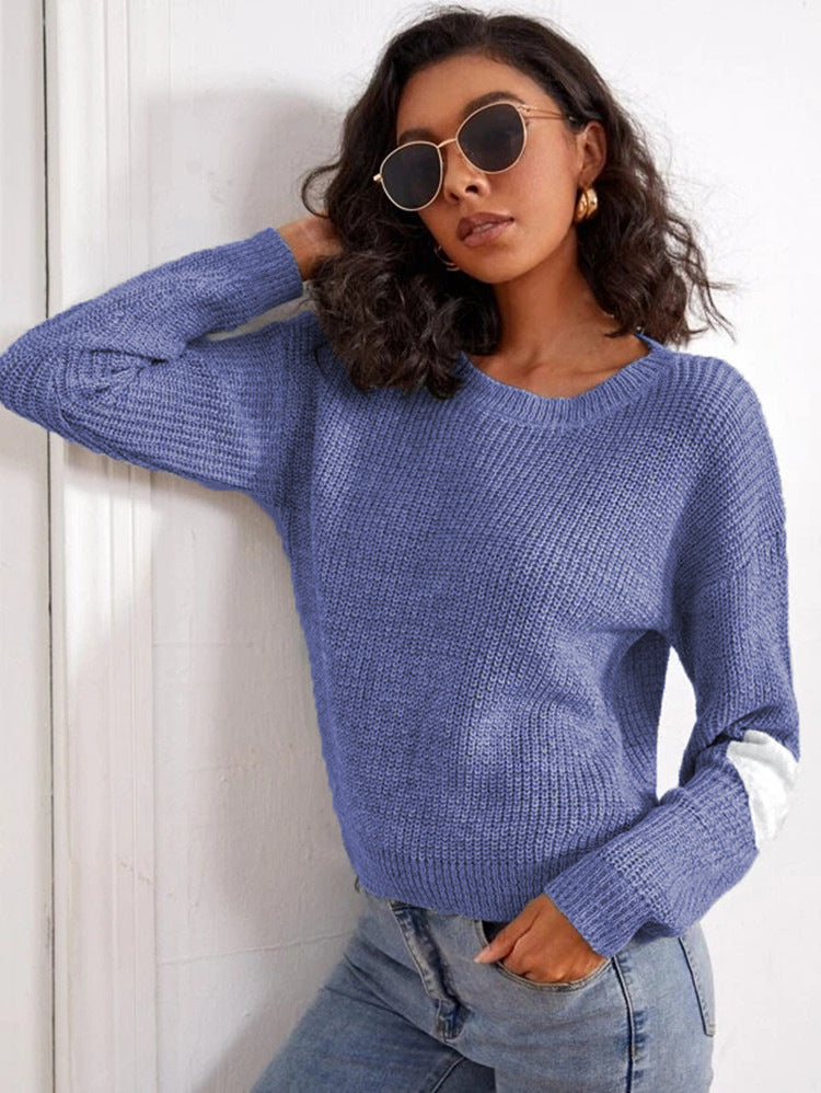 Damen Grob gestrickter Pullover mit modischem Armdetail EB