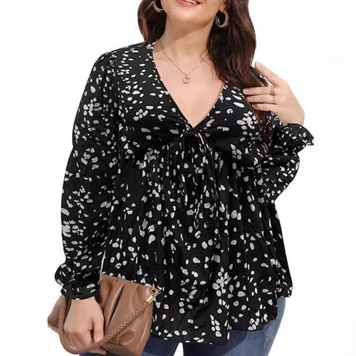 Damen Bluse mit eleganten Rüschendetails und modischem Print EB